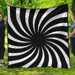 Black And White Vortex Swirl Print Quilt