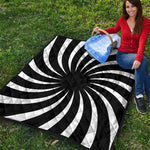 Black And White Vortex Swirl Print Quilt
