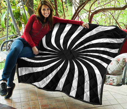 Black And White Vortex Swirl Print Quilt