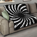 Black And White Vortex Swirl Print Quilt