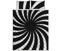 Black And White Vortex Swirl Print Quilt Bed Set