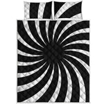 Black And White Vortex Swirl Print Quilt Bed Set