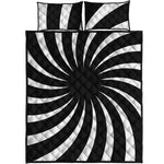 Black And White Vortex Swirl Print Quilt Bed Set