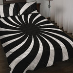 Black And White Vortex Swirl Print Quilt Bed Set