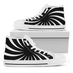 Black And White Vortex Swirl Print White High Top Shoes