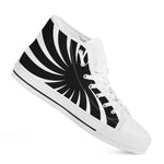 Black And White Vortex Swirl Print White High Top Shoes