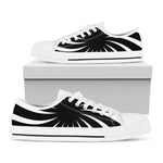 Black And White Vortex Swirl Print White Low Top Shoes