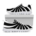 Black And White Vortex Swirl Print White Running Shoes