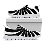 Black And White Vortex Swirl Print White Sneakers