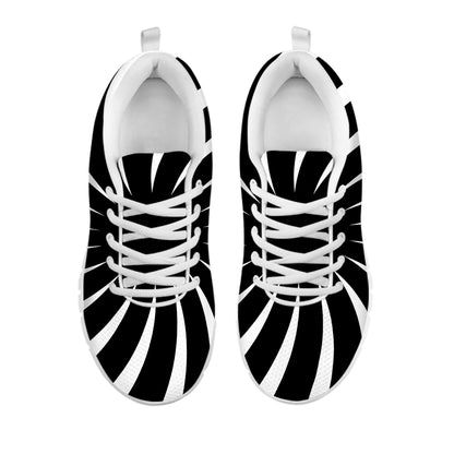 Black And White Vortex Swirl Print White Sneakers
