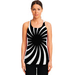Black And White Vortex Swirl Print Women's Racerback Tank Top