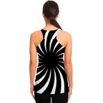 Black And White Vortex Swirl Print Women's Racerback Tank Top