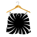 Black And White Vortex Swirl Print Women's Shorts