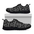 Black And White Warli Tribal Print Black Running Shoes