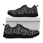 Black And White Warli Tribal Print Black Sneakers