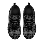 Black And White Warli Tribal Print Black Sneakers