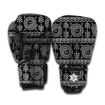 Black And White Warli Tribal Print Boxing Gloves
