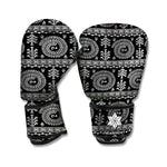 Black And White Warli Tribal Print Boxing Gloves