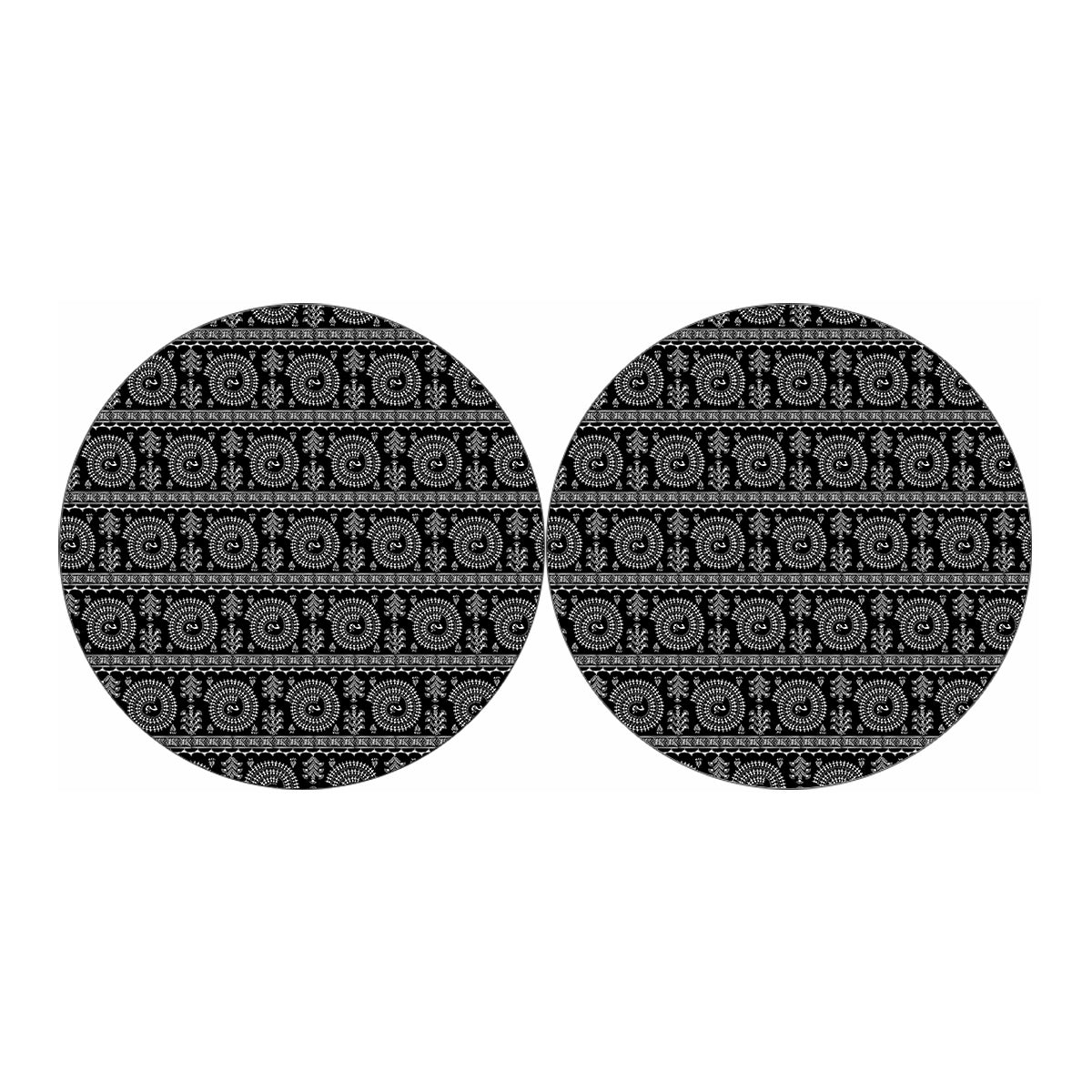 Black And White Warli Tribal Print Car Coasters