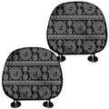 Black And White Warli Tribal Print Car Headrest Covers