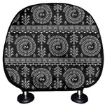 Black And White Warli Tribal Print Car Headrest Covers
