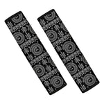 Black And White Warli Tribal Print Car Seat Belt Covers