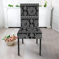 Black And White Warli Tribal Print Dining Chair Slipcover