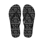 Black And White Warli Tribal Print Flip Flops