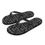 Black And White Warli Tribal Print Flip Flops