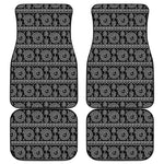 Black And White Warli Tribal Print Front and Back Car Floor Mats