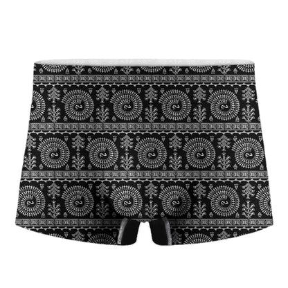 Black And White Warli Tribal Print Men's Boxer Briefs
