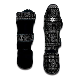 Black And White Warli Tribal Print Muay Thai Shin Guard