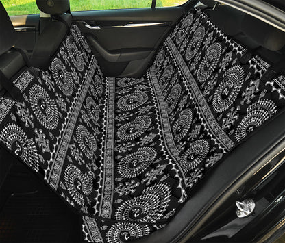 Black And White Warli Tribal Print Pet Car Back Seat Cover