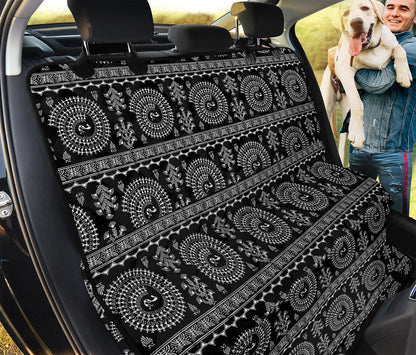 Black And White Warli Tribal Print Pet Car Back Seat Cover