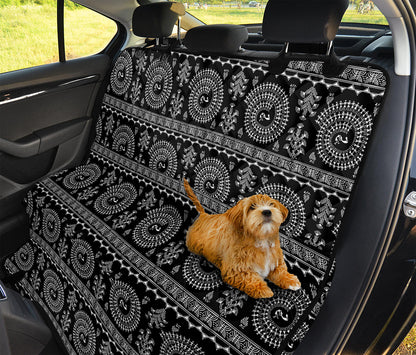 Black And White Warli Tribal Print Pet Car Back Seat Cover
