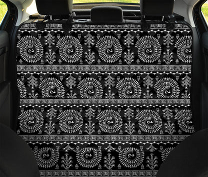 Black And White Warli Tribal Print Pet Car Back Seat Cover
