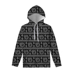 Black And White Warli Tribal Print Pullover Hoodie