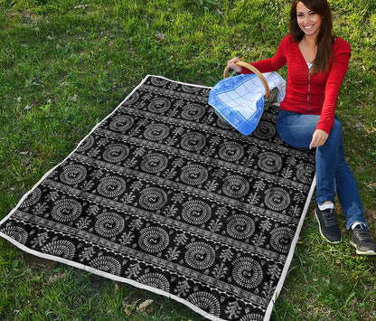 Black And White Warli Tribal Print Quilt
