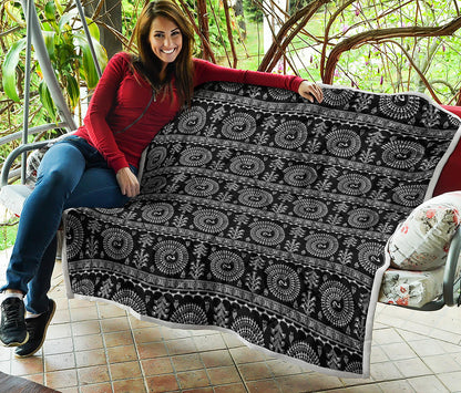 Black And White Warli Tribal Print Quilt