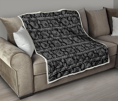 Black And White Warli Tribal Print Quilt