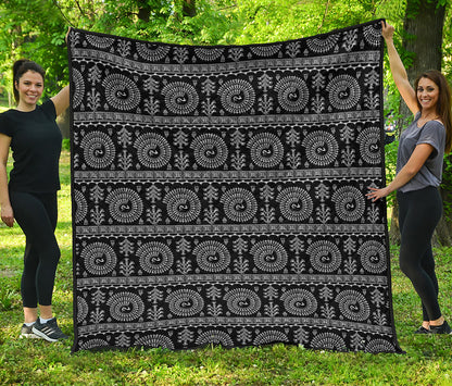 Black And White Warli Tribal Print Quilt