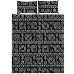 Black And White Warli Tribal Print Quilt Bed Set