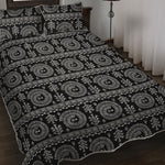 Black And White Warli Tribal Print Quilt Bed Set