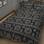 Black And White Warli Tribal Print Quilt Bed Set