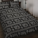 Black And White Warli Tribal Print Quilt Bed Set