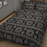 Black And White Warli Tribal Print Quilt Bed Set