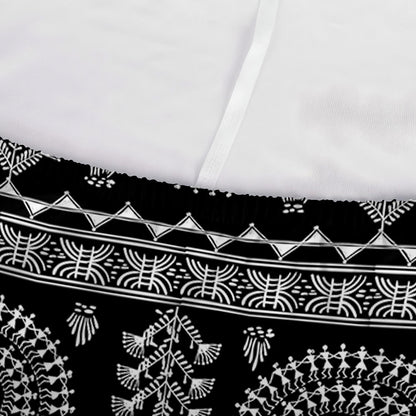 Black And White Warli Tribal Print Sofa Cover