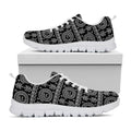 Black And White Warli Tribal Print White Running Shoes