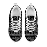 Black And White Warli Tribal Print White Sneakers