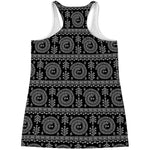 Black And White Warli Tribal Print Women's Racerback Tank Top